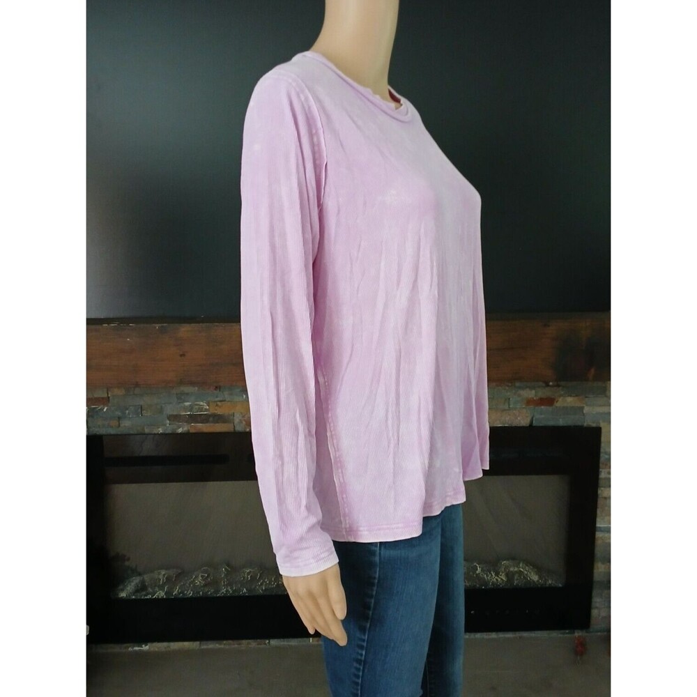 Zenana Women's Medium Pink Tye Dye Long Sleeve Inside Out Top - Picture 5 of 11